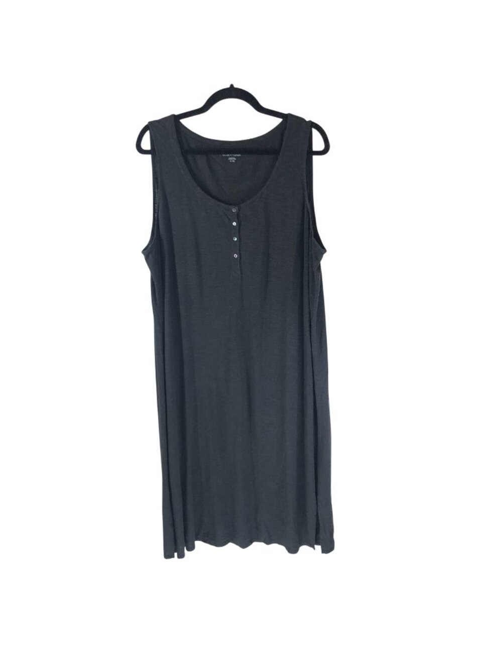 Eileen Fisher Sleeveless Charcoal Gray Knit Tank Dress XL Organic Cotton Hemp